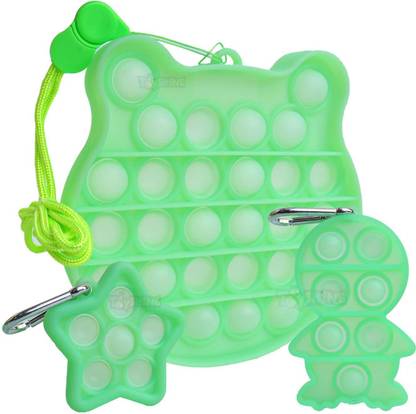 KAS BA 3 Glow in Dark - Frog, Baby and Star - Fidget Popping Sounds Toy, BPA Free Silicone, Push Bubbles Toy for Autism Stress Reliever, Sensory Toy - op It Toy