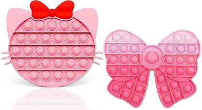 Pink & green Hello Kitty with Bow Tie Pink Pop Fidget Toy,(Kitty+ Bow Tie) silicone Gag Toy