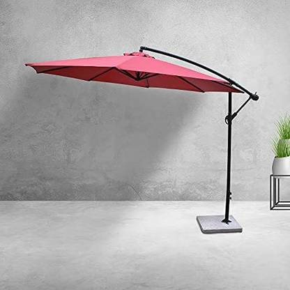 seven star decor Luxury Side Pole 9ft Umbrella with 40kg Base Waterproof Umbrella Fabric Gazebo
