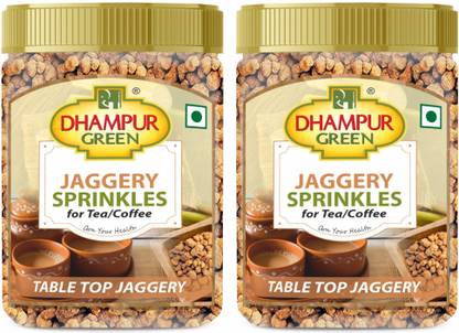 DHAMPUR GREEN Jaggery Sprinkles | Pearls Granules, Chemical Free Jaggery, 200g x 2 Powder Jaggery (200 g ) x 2 Granules Jaggery