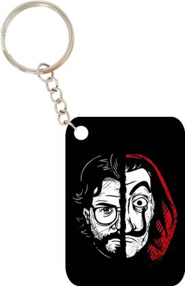 LIVE UNIQUE Money Heist Professor MDF Black Key Chain