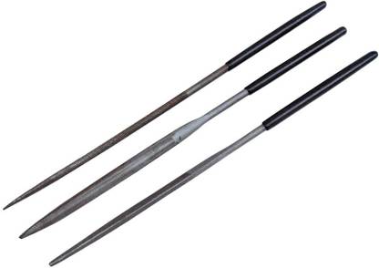 Scorpion File Needle (Set Of 3 Pcs. - Round, Half Round, Triangle) In Black Insulated Handle Knife Sharpening Steel