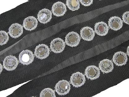 CMHOWLITE Silver Fancy Mirror Work Embroidered Border for Designer Saree Border Blue Lace,Designer Saree Border,Trim & Embellishments Lace Reel