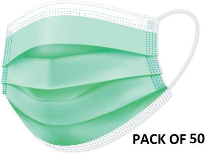 Wellstar Comfortable Fit with Bacterial Filtration ISO Certified 3 Ply Surgical Face Mask with Genuine Meltblown and Adjustable Nose Clip (Green,50) Non-Washable, Water Resistant Surgical Mask With Melt Blown Fabric Layer