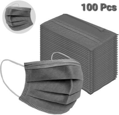 Wellstar Protective Face Mask with NOSE CLIP CE ISO & GMP Certified Bacterial Filtration 3 Ply Protective Face Mask with NOSE CLIP, Certified by CE, ISO & GMP Bacterial Filtration Efficiency(BFE)=98.5%, Particle Filtration Efficiency(PEE)=94% (Grey,100) Non-Washable, Water Resistant Surgical Mask