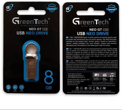 GREEN TECH GT.8 8 GB Pen Drive Compatible with Desktop Computer USB 3.1 Metal Case