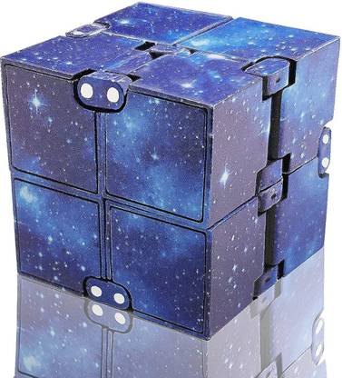 NH WORLD Infinity Cube Fidget Toy, Finger Fidget Toys for Kids and Adults, Fidget Blocks for Stress Relieving, Killing Time Fidget Cube for OCD/ADD/ADHD-GALAXY SPACE BLUE