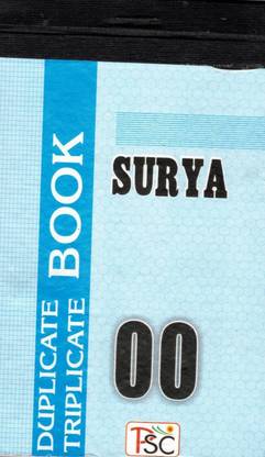 Surya bill (Size 18*10 cm) 100 bills 1-Part Duplicate book