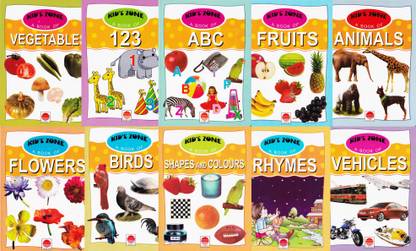 Kids Zone Library - Set Of 10 Board Books To Develop Early Learning Knowledge. Mini Board Book Set Of 10 Books. 17.5*12.5 CM