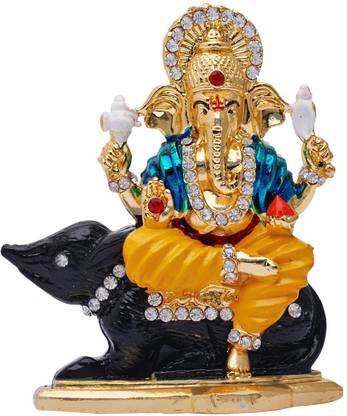 Xudo Murti Shri Ganesh Car Dashboard Statue Lord Ganpati Spiritual Puja Vastu Decorative Showpiece  -  10 cm