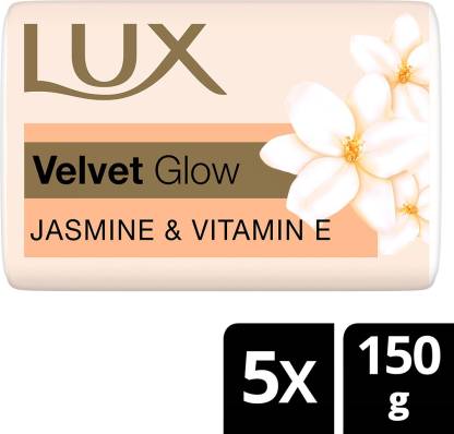 LUX Velvet Glow Jasmine & Vitamin E for Glowing Skin Beauty Soap, 150gm, Pack of 8