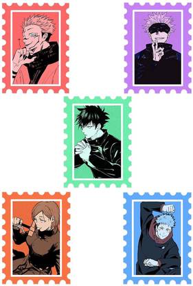 ComicSense 6 cm Jujutsu Kaisen Anime Sukuna, Satoru Gojo, Megumi, Nobara, Itadori Stamp Self Adhesive Sticker