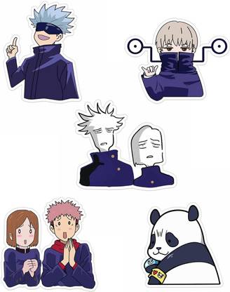 ComicSense 6 cm Jujutsu Kaisen Anime Funny Sensei, Inumaki, Sussy Baka Sorcerer, Kawaii Sorcerer, Cursed Panda Self Adhesive Sticker