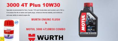 Wurth Combo_Wurth engine flush+motul 3000 4t 10W301LTR High-Mileage Engine Oil