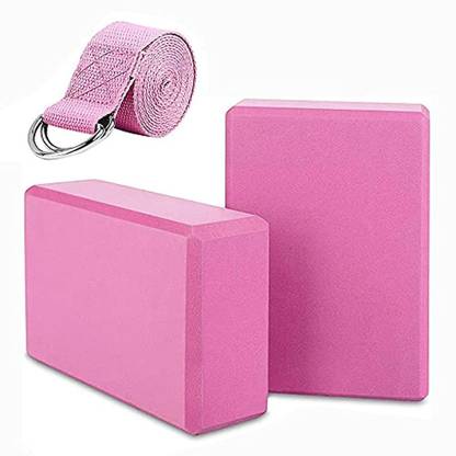 PROBEROS Yoga Blocks Set of 2 and Belt Density EVA Foam Yoga Brick Block with Yoga Strap Yoga Blocks