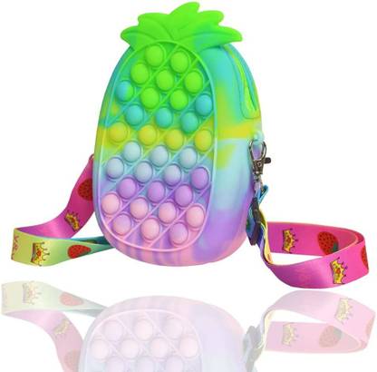 TOTAM Pop Shoulder Bag Pop Fidget Toy Handbag Simple Pop Purse Anxiety Sensory Fidget Toy Push Bubble Crossbody Fidget Purse Bag School Supplies Halloween Christmas Treats Bags Suffers Party Favors (PINEAPPLE)