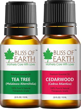 Bliss of Earth ®100% Pure Tea Tree Green& Cedarwood Essential Oils Combo (10ml )for Mosquito & Bug Repelling (Pack of 2)