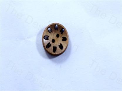 The Design Cart Choclate Brown Round Designer Holes Design Carved Wooden Buttons, Size-24L/15 mm/0.59 inches Acrylic Buttons