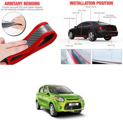 PROEDITION Carbon Fiber Wrap Auto Door Entry Guard Sticker,Anti-Collision Strip,Red Y160 Glossy Maruti Alto 800 Side Garnish