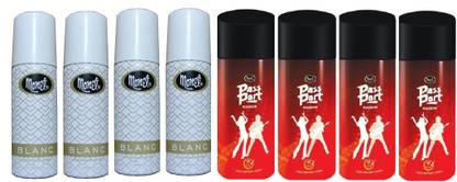 MONET 4 BLANC , 4 ROCKSTAR DEODORANT,40 ml each,pack of 8. Body Spray  -  For Men & Women