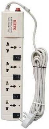 Ambey HiLEX Hilex 4 Way Electric Spike Buster Fuse Protection + 1 Button With LED Signal Power Extension Board 4 Socket Extension Boards (White) 220 A Four Pin Socket