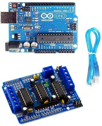 Vayuyaan Uno R3 ATmega328P with USB Cable length 1 feet and L293D Motor Driver/Stepper/Servo Shield for Arduino Combo Motor Control Electronic Hobby Kit