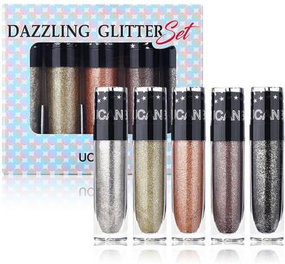 Jumia UCANBE 5 Colors Sparkle Liquid Eyeshadow Makeup Set Long Lasting Lightweight Metallic High Pigmented Glitter Eyeliner Shimmer Eye Shadow Stick 6.5 g