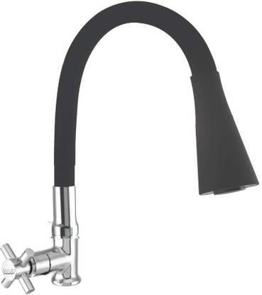 Spazio Fusion Flexo SmartBuy Flexible Brass Swan Neck Flxo Play With 360 Degree Flexible Silicon Hose & Dual Flow Pattern, Hot/Cold Water For Kitchen Sink, Wash Basin Faucets Taps Chrome Finish Silver Plated Pillar Cock, Pack Of 1 Pillar Tap Faucet