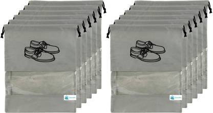 Unicrafts Shoe Cover 12 Piece Travel Shoe Bag Non Woven Shoe Storage Covers Portable Shoe Pouch for Travelling and Footwear Pack of 12 Pc Grey Shoe Cover for Travel Grey12