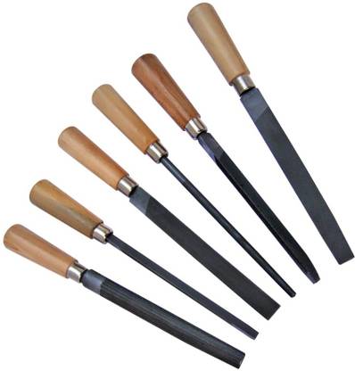 Scorpion 6” File (Set Of 6 Pcs) With Wooden Handle Knife Sharpening Steel