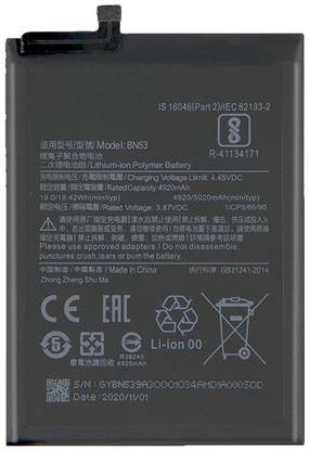 Zoronic Mobile Battery For  Xiaomi Redmi Note 9 Pro M2003J6B2G, M2003J6A1