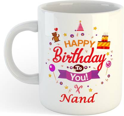 Vrantikar New Happy Birthday Nand Printed Coffee , Nand Name , Best Gift For Sister, Friend ,Girlfriend ,Mother Happy Birthday Ceramic Coffee Mug