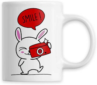 CustomEra Bunny Smile Design - Printed Coffee| Suitable Gift for Friends, Loved Ones and Coffee Lovers – 11oz [325ml] (White) Ceramic Coffee Mug