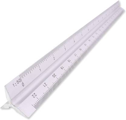 DEZIINE Aluminium Metal Triangular Scale Ruler 3 Sides for Architecture Drafting Architect Engineers Technical Measuring Tools Ruler (Multicolor) Ruler