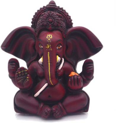 Pappylon Maroon Ganpati Idol for Housewarming Ceremony, Home Decor Statue, Ganesh Idol for Car Dashboard, Ganesh Idol for Pooja Room Decorative Showpiece  -  7 cm