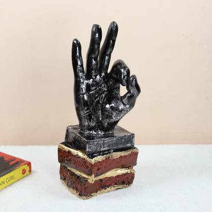 Craftam Polyresin Hand Gesture Desk Statues Decorative Excellent Okay Sing Hand Sculpture, Hand Statue, Antique Showpiece Collectible for Home, Room Decor, Table Decoration Decorative Showpiece  -  21 cm