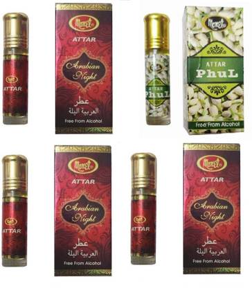 MONET 3 arabian night attar & 1 attar phul attar.8 ml each ,pack of 4. Floral Attar
