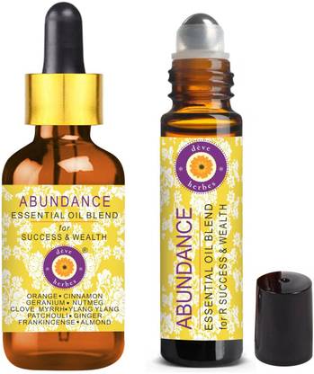deve herbes ABUNDANCE - Essential Oil Blend for Success & Wealth with Orange, Cinnamon, Geranium, Nutmeg, Clove , Myrrh, Ylang Ylang, Patchouli, Ginger, Frankincense Essential Oils