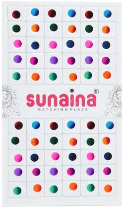 SUNAINA Double Shade Matching Plaza Multicolor Size-3 Round Bindis for Women (Size 6.5mm,Pack of 180 Bindis) [SDSMP603] FOREHEAD Multicolor Bindis