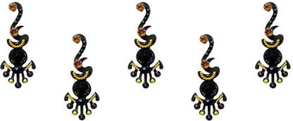 Comet Busters Long Black Bindis With Golden Stone (BV1170) Forehead Black Bindis