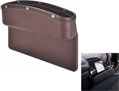 lukzer 1PC Car Side Organizer Seat Gap Filler Catch Caddy Storage Box for Mobile Phone, Cards, Coins Interior Car Space Saver (Brown) Car Bottle Holder