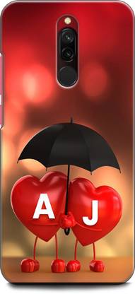 KEYCENT Back Cover for Redmi 8 A J, A LOVES J, NAME, LETTER, ALPHABET, AJ LOVE, HART, BLUE