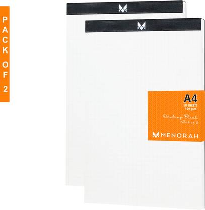 MENORAH Office Pad - Calligraphy Practice Pad - Legal Writing Pad-100 GSM - Squared Ruling- Scribbling Pad Notebook, Notepad for Writing Notes, Notepads for Office -Pack of 2 Regular Note Pad ruled 100 Pages