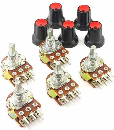 AVS COMPONENTS Pack Of 5 Pcs 47K ohm A47,B47 dual potentiometer, variable resistor Electronic Components Electronic Hobby Kit
