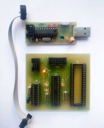 SSS P0312 P0401 Combo: Combination of 2PCBs (1) Atmel AVR ISP Serial Programmer with 6-pin ISP Header. (2) Atmel AVR Micro-controller Programming Target Board / Daughter Board with Sockets for all 8/20/28/40 pin AVR Micro-controllers. Micro Controller Board Electronic Hobby Kit