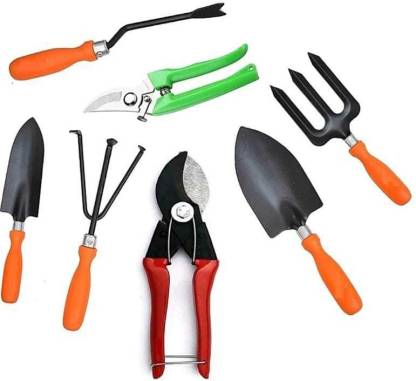 Agt Garden Tool Set Includes Heavy Cutter, Pruner, Weeder, Hand Rake 