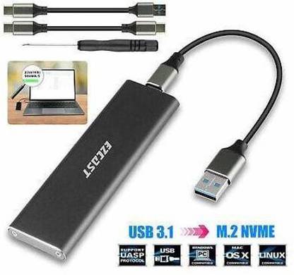 microware EZCast M.2 NVME SSD Enclosure Adapter, USB C 3.1 Gen 2 (10 Gbps) to NVME PCI-E M-Key Solid State Drive External Enclosure for NVMe PCIe 2230/2242/2260/2280 4 inch SSD Enclosure External
