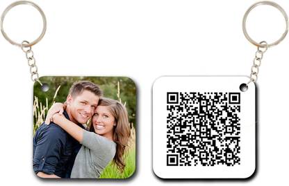LIVE UNIQUE Personalized QR Code scan message Keychain with photo | Best gift for anniversary, birthday | customized Key Chain