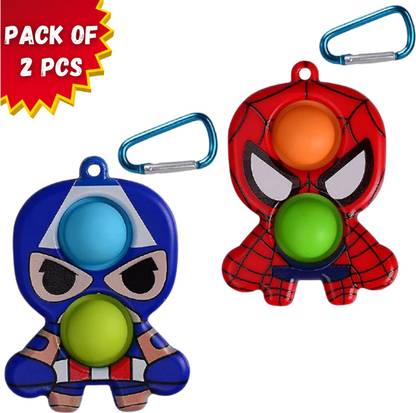 Mr Bhoot Pop It Fidget Toy Keychain Set Of 2,Mini Pop It Key chain,Pop It Toy Key Chain,Popit Toys Keychain,Pop Up Keychain,Popit Keychain Set of 2 Key Chain