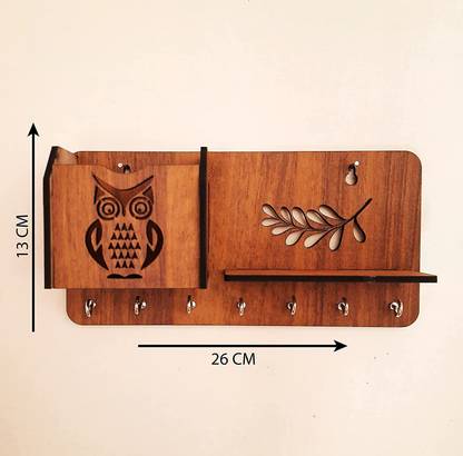 visu crafts Wood Key Holder 7 Hooks